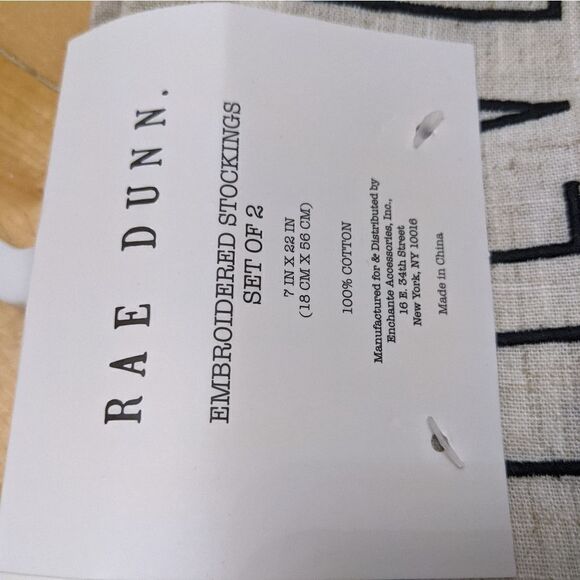 RAE DUNN Embroidered stocking set of 2 pcs New - Picture 2 of 6